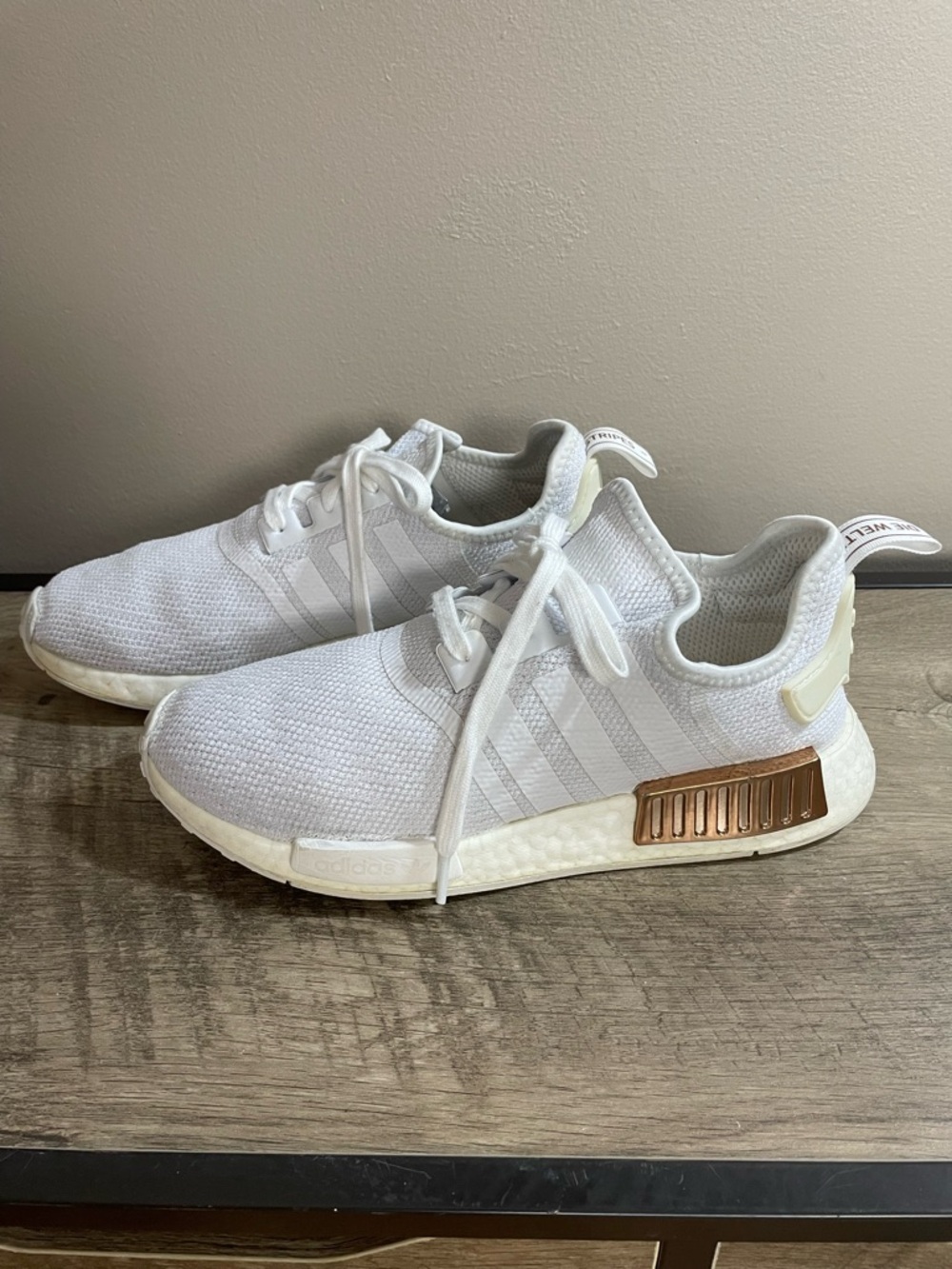 Men's ADIDAS NMD R1 White Copper Metallic BOOST Mesh RUNNING Shoes SNEAKERS 10.5